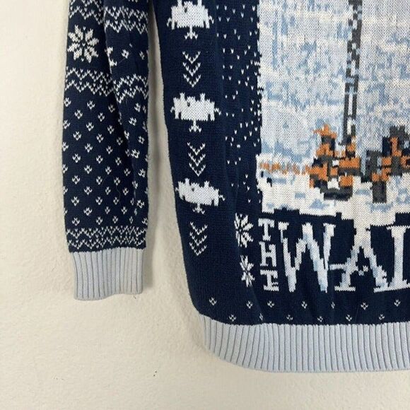 Game of Thrones Mens “Deck The Wall” Ugly Christmas Knit Sweater Navy Blue Small - Picture 7 of 10